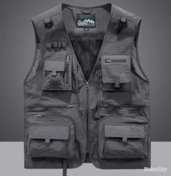 Mountain Gilet De Pêche 12 Poches, Coloris GRIS......LIV OFFERTE