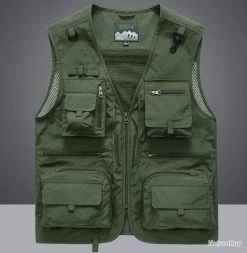 Mountain Gilet De Pêche 12 Poches, Coloris VERT......LIV OFFERTE