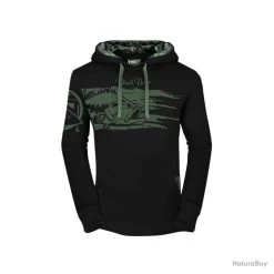 Sweat A Capuche Hot Spot Design Black Bass With Camo Detail