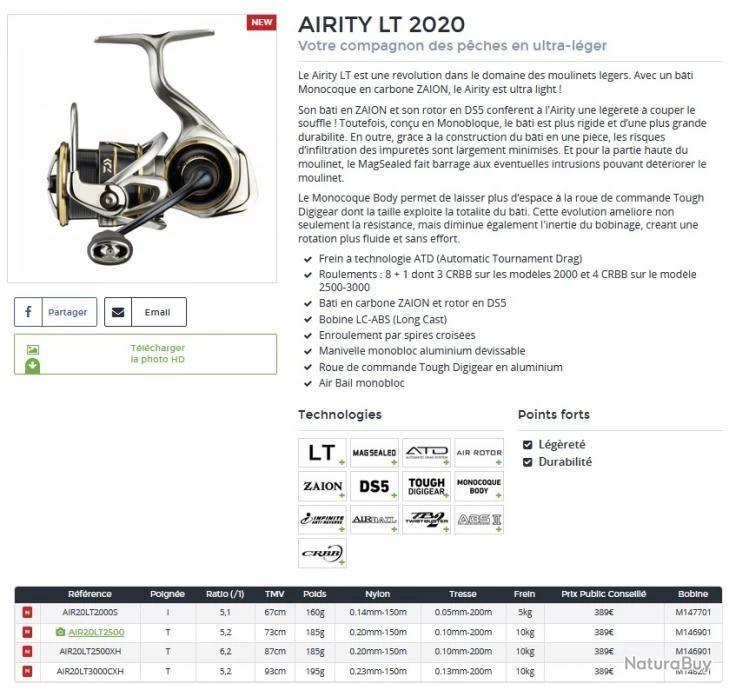 Airity LT 2020 3000 CXH Moulinet Spinning Daiwa 4 Airity LT 2020 3000 CXH Moulinet Spinning Daiwa – Image 2