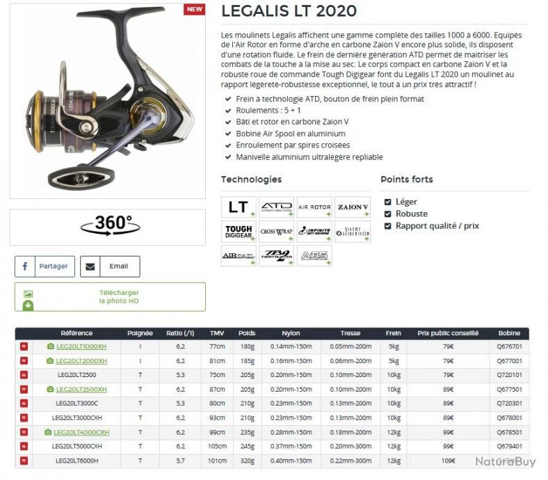 Legalis LT 2020 1000 XH Moulinet Spinning Daiwa 4 Legalis LT 2020 1000 XH Moulinet Spinning Daiwa – Image 2