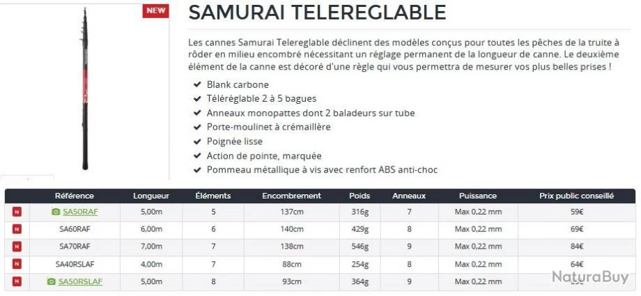 Samurai Réglable 4 M SL Canne Téléréglable Daiwa 4 Samurai Réglable 4 M SL Canne Téléréglable Daiwa – Image 2