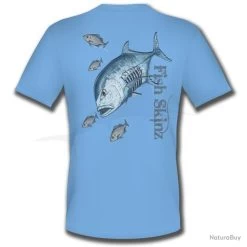 T Shirt Fish Skinz Performance Jacked Ulua Bleu